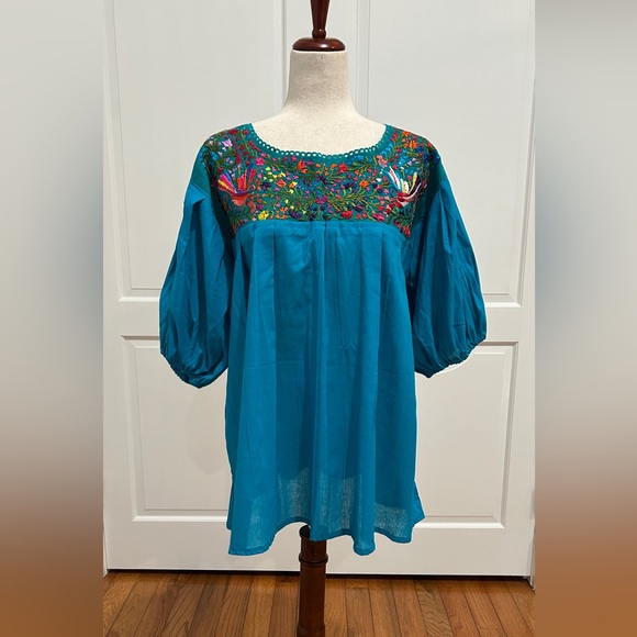 PC. # J-1949 Tops - Jazmin Mexican top, hand embroidered.Artisan top. Boho, Hippie, handmade.